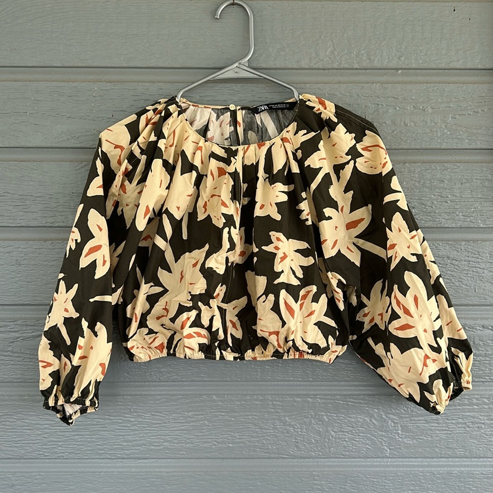 Zara floral 2 piece set blouse and pants in cotton